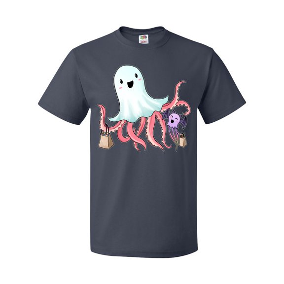 Inktastic Cute Ghost Octopus Trick or Treating with Bat T-Shirt