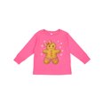 thumbnail image 1 of Inktastic Cute Gingerbread Girl with Pink Bow Christmas Boys or Girls Long Sleeve Toddler T-Shirt, 1 of 5
