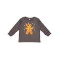 thumbnail image 1 of Inktastic Cute Gingerbread Girl with Pink Bow Christmas Boys or Girls Long Sleeve Toddler T-Shirt, 1 of 5