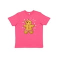 thumbnail image 1 of Inktastic Cute Gingerbread Girl with Pink Bow Christmas Youth T-Shirt, 1 of 5