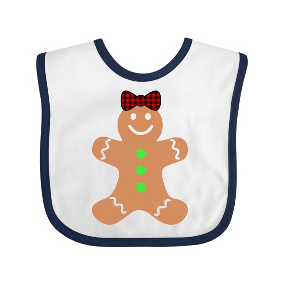 Inktastic Cute Gingerbread Girl with Red Plaid Bow Boys or Girls Baby Bib