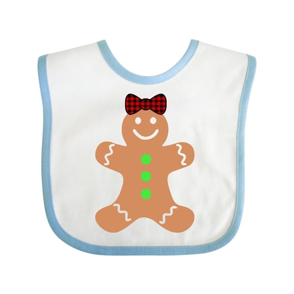 Inktastic Cute Gingerbread Girl with Red Plaid Bow Boys or Girls Baby Bib