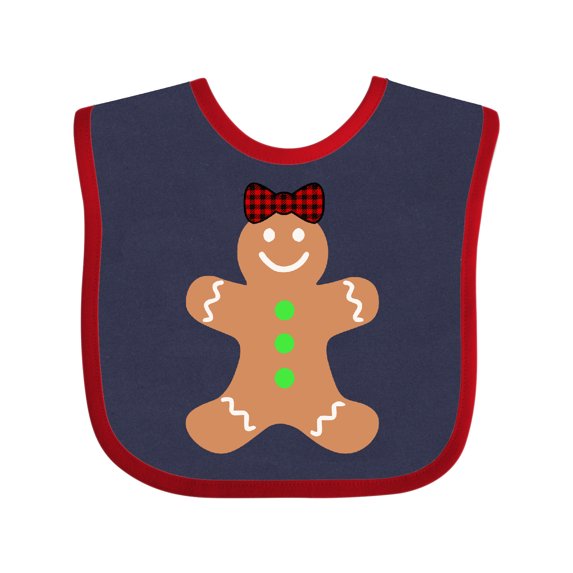 Inktastic Cute Gingerbread Girl with Red Plaid Bow Boys or Girls Baby Bib