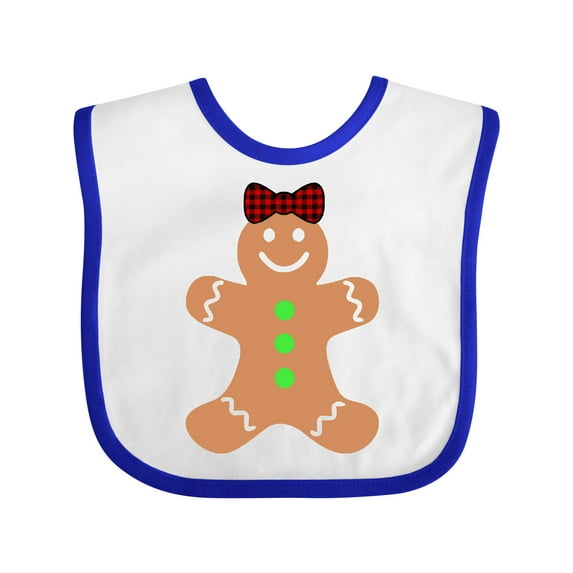 Inktastic Cute Gingerbread Girl with Red Plaid Bow Boys or Girls Baby Bib