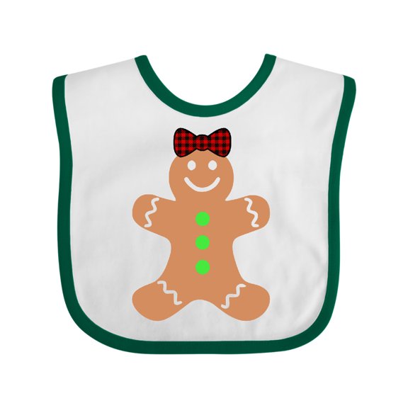 Inktastic Cute Gingerbread Girl with Red Plaid Bow Boys or Girls Baby Bib