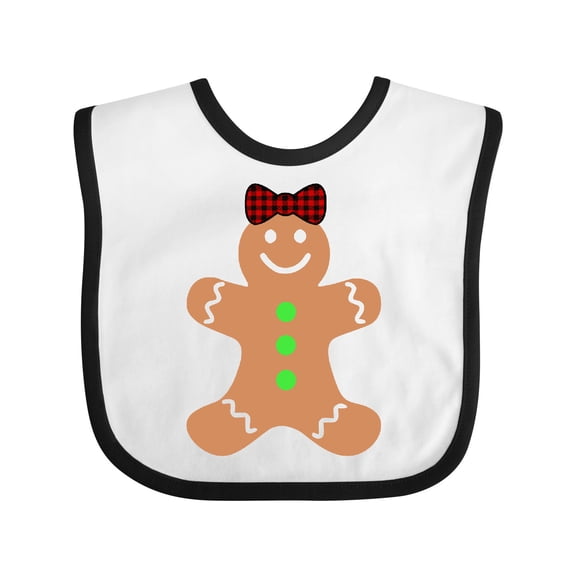 Inktastic Cute Gingerbread Girl with Red Plaid Bow Boys or Girls Baby Bib