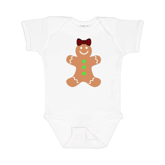 Inktastic Cute Gingerbread Girl with Red Plaid Bow Boys or Girls Baby Bodysuit