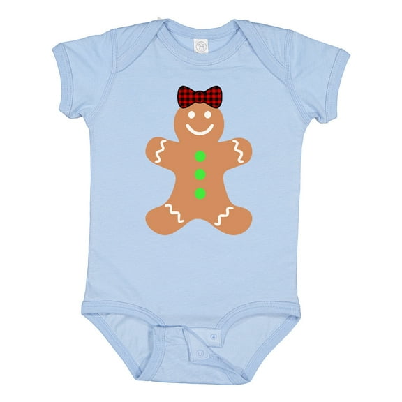Inktastic Cute Gingerbread Girl with Red Plaid Bow Boys or Girls Baby Bodysuit