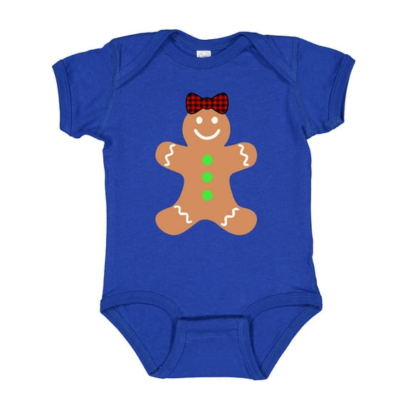 Inktastic Cute Gingerbread Girl with Red Plaid Bow Boys or Girls Baby Bodysuit