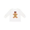 thumbnail image 1 of Inktastic Cute Gingerbread Girl with Red Plaid Bow Boys or Girls Long Sleeve Toddler T-Shirt, 1 of 5