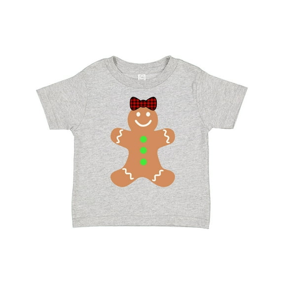 Inktastic Cute Gingerbread Girl with Red Plaid Bow Boys or Girls Toddler T-Shirt