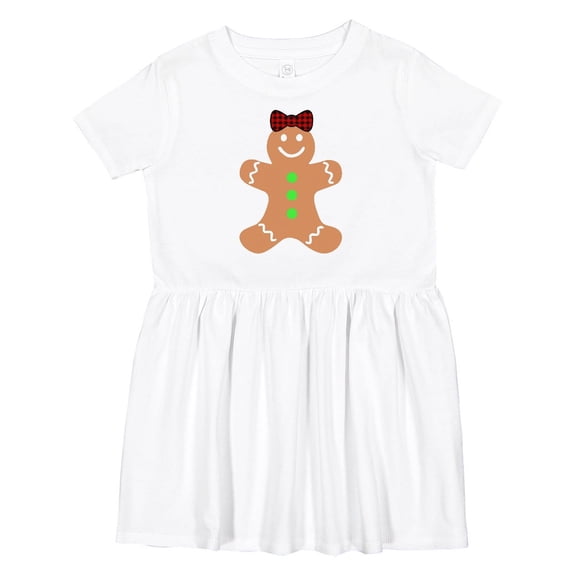 Inktastic Cute Gingerbread Girl with Red Plaid Bow Girls Toddler Dress