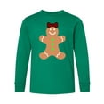 thumbnail image 1 of Inktastic Cute Gingerbread Girl with Red Plaid Bow Long Sleeve Youth T-Shirt, 1 of 5