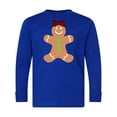 thumbnail image 1 of Inktastic Cute Gingerbread Girl with Red Plaid Bow Long Sleeve Youth T-Shirt, 1 of 5