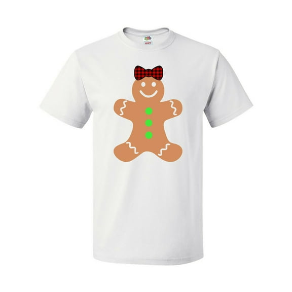 Inktastic Cute Gingerbread Girl with Red Plaid Bow T-Shirt