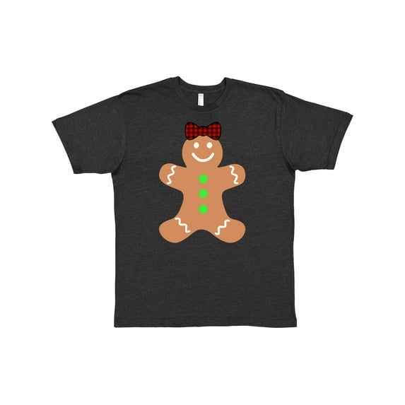 Inktastic Cute Gingerbread Girl with Red Plaid Bow T-Shirt