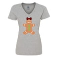 thumbnail image 1 of Inktastic Cute Gingerbread Girl with Red Plaid Bow Women's V-Neck T-Shirt, 1 of 5