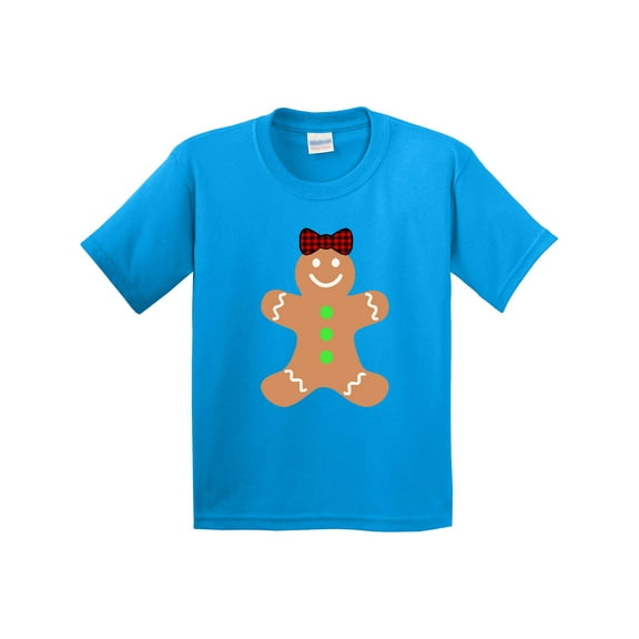 Inktastic Cute Gingerbread Girl with Red Plaid Bow Youth T-Shirt