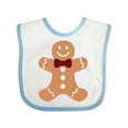 thumbnail image 1 of Inktastic Cute Gingerbread Man with Red Plaid Bowtie Boys or Girls Baby Bib, 1 of 4