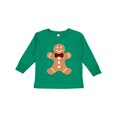 thumbnail image 1 of Inktastic Cute Gingerbread Man with Red Plaid Bowtie Boys or Girls Long Sleeve Toddler T-Shirt, 1 of 5