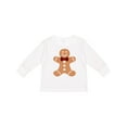 thumbnail image 1 of Inktastic Cute Gingerbread Man with Red Plaid Bowtie Boys or Girls Long Sleeve Toddler T-Shirt, 1 of 5