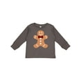 thumbnail image 1 of Inktastic Cute Gingerbread Man with Red Plaid Bowtie Boys or Girls Long Sleeve Toddler T-Shirt, 1 of 5