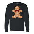 thumbnail image 1 of Inktastic Cute Gingerbread Man with Red Plaid Bowtie Long Sleeve T-Shirt, 1 of 5