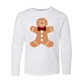 thumbnail image 1 of Inktastic Cute Gingerbread Man with Red Plaid Bowtie Long Sleeve Youth T-Shirt, 1 of 5