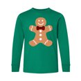 thumbnail image 1 of Inktastic Cute Gingerbread Man with Red Plaid Bowtie Long Sleeve Youth T-Shirt, 1 of 5