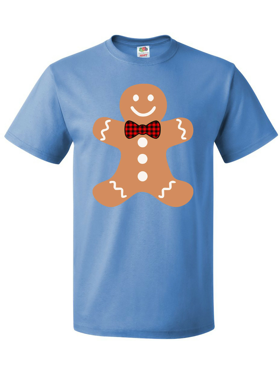 Inktastic Cute Gingerbread Man with Red Plaid Bowtie T-Shirt - image 1 of 4