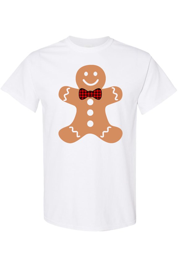 Cute Gingerbread Man with Red Plaid Bowtie T-Shirt