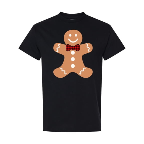 Inktastic Cute Gingerbread Man with Red Plaid Bowtie T-Shirt