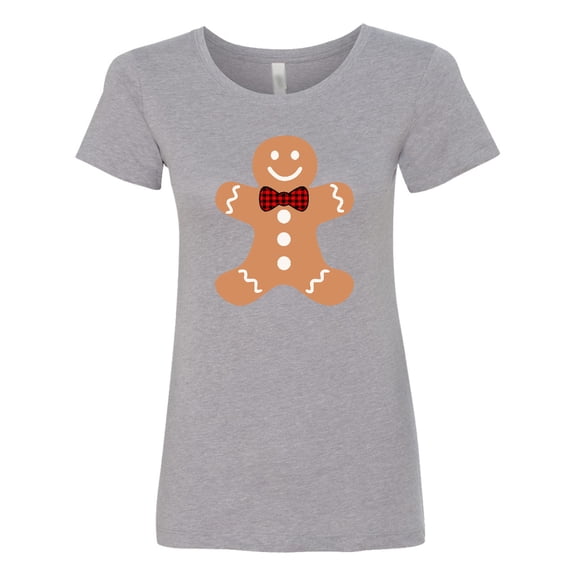 Inktastic Cute Gingerbread Man with Red Plaid Bowtie Women's T-Shirt