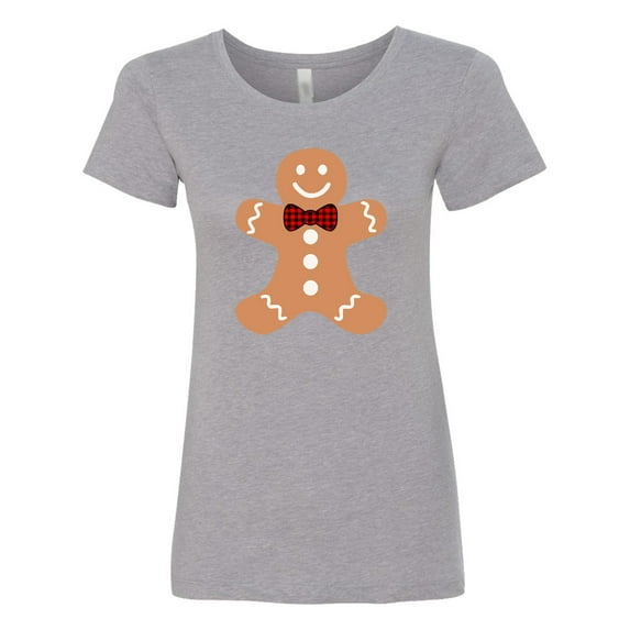 Inktastic Cute Gingerbread Man with Red Plaid Bowtie Women's T-Shirt
