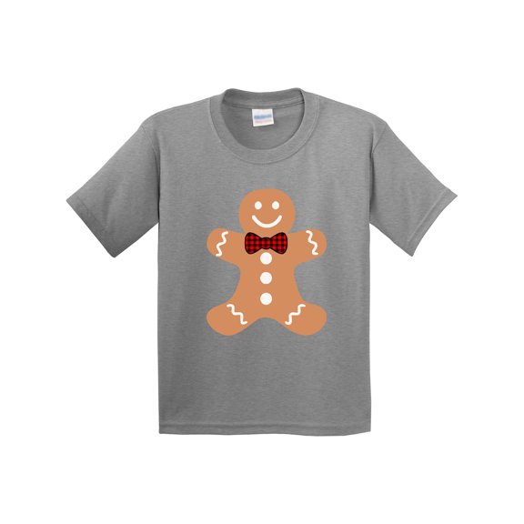 Inktastic Cute Gingerbread Man with Red Plaid Bowtie Youth T-Shirt