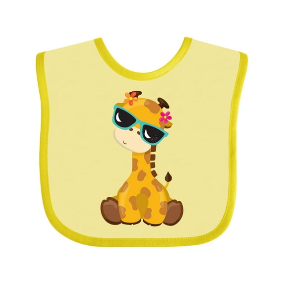 Inktastic Cute Giraffe, Giraffe with Sunglasses, Cute Animal Boys or Girls Baby Bib