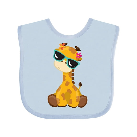 Inktastic Cute Giraffe, Giraffe with Sunglasses, Cute Animal Boys or Girls Baby Bib