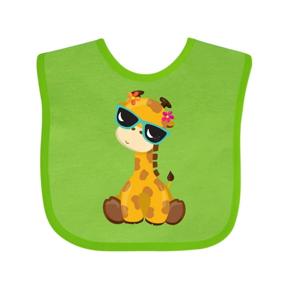 Inktastic Cute Giraffe, Giraffe with Sunglasses, Cute Animal Boys or Girls Baby Bib