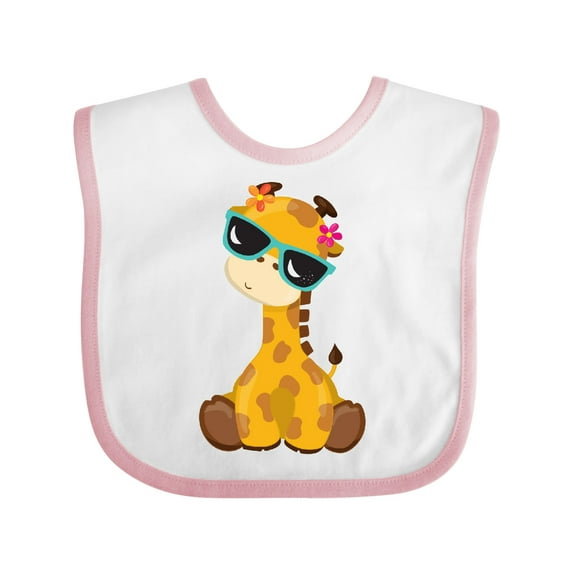 Inktastic Cute Giraffe, Giraffe with Sunglasses, Cute Animal Boys or Girls Baby Bib