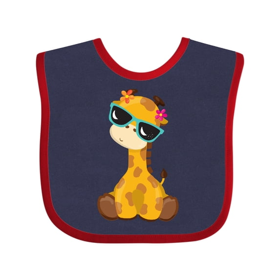 Inktastic Cute Giraffe, Giraffe with Sunglasses, Cute Animal Boys or Girls Baby Bib