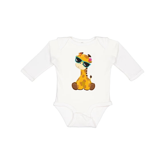 Inktastic Cute Giraffe, Giraffe with Sunglasses, Cute Animal Boys or Girls Long Sleeve Baby Bodysuit