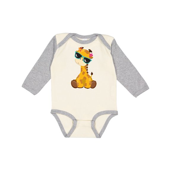 Inktastic Cute Giraffe, Giraffe with Sunglasses, Cute Animal Boys or Girls Long Sleeve Baby Bodysuit