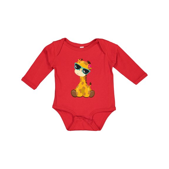 Inktastic Cute Giraffe, Giraffe with Sunglasses, Cute Animal Boys or Girls Long Sleeve Baby Bodysuit
