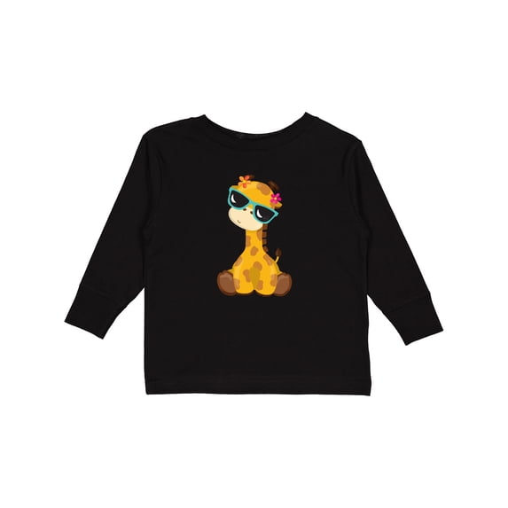 Inktastic Cute Giraffe, Giraffe with Sunglasses, Cute Animal Boys or Girls Long Sleeve Toddler T-Shirt