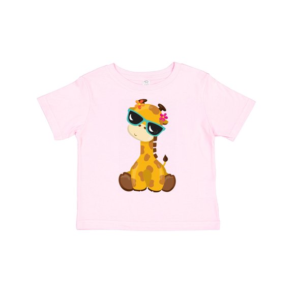 Inktastic Cute Giraffe, Giraffe with Sunglasses, Cute Animal Boys or Girls Toddler T-Shirt