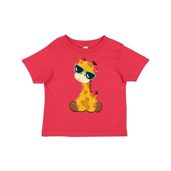 Inktastic Cute Giraffe, Giraffe with Sunglasses, Cute Animal Boys or Girls Toddler T-Shirt