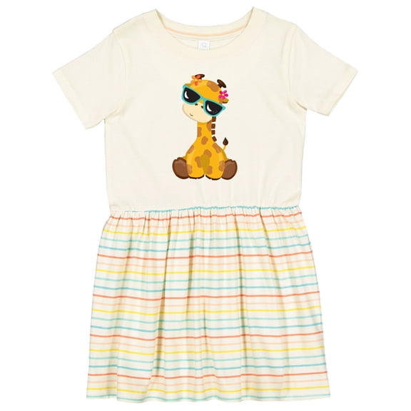 Inktastic Cute Giraffe, Giraffe with Sunglasses, Cute Animal Girls Toddler Dress