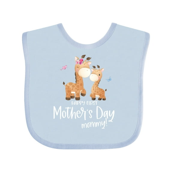 Inktastic Cute Giraffes Happy First Mother's Day Boys or Girls Baby Bib