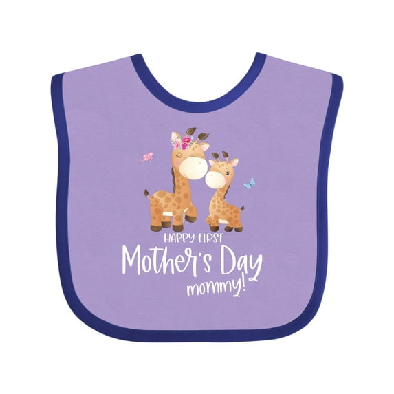 Inktastic Cute Giraffes Happy First Mother's Day Boys or Girls Baby Bib
