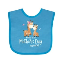 Inktastic Cute Giraffes Happy First Mother's Day Boys or Girls Baby Bib